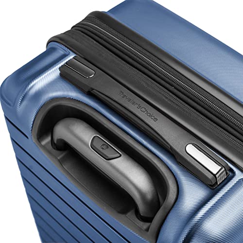Traveler's Choice Archer Polycarbonate Hardside Spinner Luggage Set, Blue, Carry-On 21-Inch, Tie Down Straps - color: Blue, size: 1-Piece (Carry-On 21-Inch)