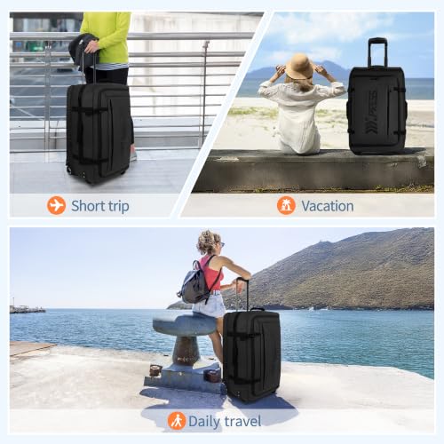 30" Expandable 15% Rolling Duffle Bag w/Wheels and Handle - color: 30''-Black, size: 30in