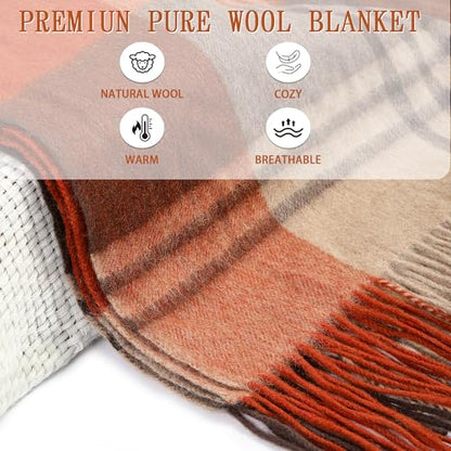 Soft Pure Wool Fall Throw Blanket, Lightweight Warmth, 55"x83" - color: Maple Forest, size: Standard (1.5 lbs)
