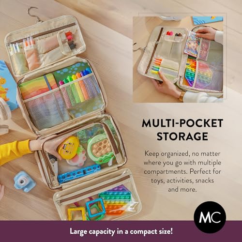 Mothercould Large Kids Travel Organizer, Hanging Bag With Hook, Beige - color: Beige, size: Large