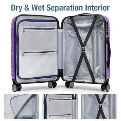 Carry On Luggage 22x14x9 Airline Approved,Hardside Suitcase,20 In,Lt Purple - color: Lt Purple