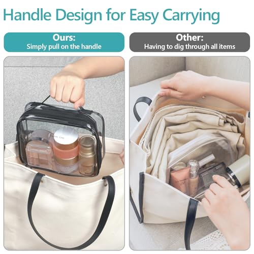 PACKISM Clear Makeup Bag Travel - TSA Approved Toiletry Bag, 2 Pack Black - color: 01 Elegant Black, size: Full Vacation (Mixed Sizes)