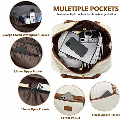 4PCS Weekender Bags for Women Large Overnight Weekend Travel Duffel Bags - color: Light Brown