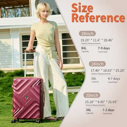 Rosamo 10 piece Luggage Set Expandable Suitcase 22x14x9 Airline Approved Carry on, ABS Hard Case Suitcases with Spinner Wheels,TSA Lock - color: Red