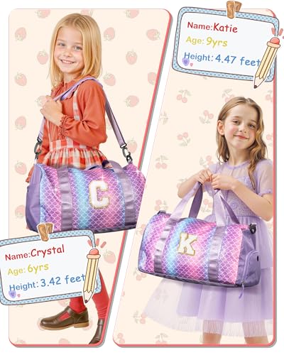 Travel Stuff for Kids-Girl Gym Bag with Shoe Compartment Dance Bag - color: Mermaid Purple, style: S
