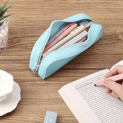 Mr. Pen- Silicone Pencil Case, Aesthetic Pencil Bag for Women, Makeup Pouch - color: Light Blue