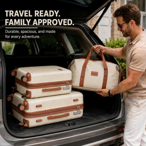 CONCEPTEN Luggage Sets 5 Piece, ABS+PC Hardshell Suitcases with Wheels - color: White, size: 5 Piece Sets (20/24/28/Db/Tb)