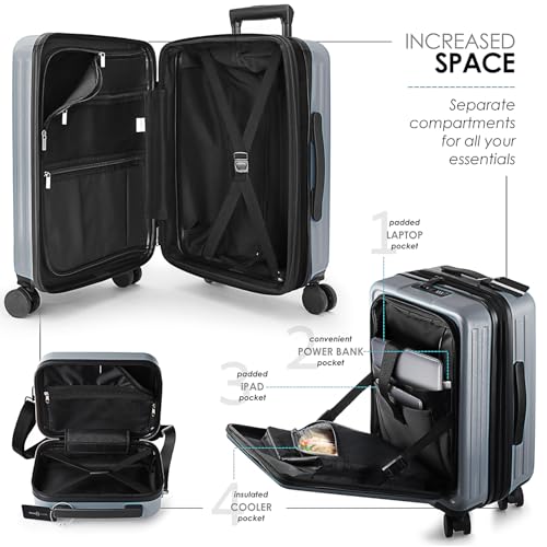 TRAVELARIM 4 Piece Luggage Sets with Spinner Wheels, Travel Suitcase Set - color: Grey, size: 4 Piece Set (20/24/28)