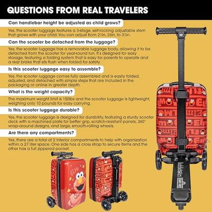 KIDDIETOTES Sesame Street Detachable Scooter Luggage, Ride-On Carry-On - style: Elmo