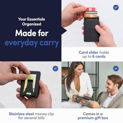 TRAVANDO SLYDE Aluminum Card Holder - RFID Blocking Wallet for Men with Money Clip – Holds Up to 6 Cards – RFID Protected Credit Card Mens Wallet (5-6 Cards) - size: 5-6 Cards