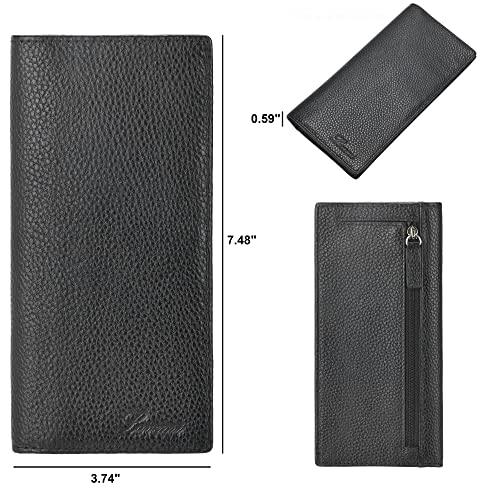 Lavemi Ultra Slim Thin Leather Women Wallet RFID Blocking Credit Card Holder Bifold Long Ladies Billfold - color: 2- Black