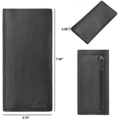 Lavemi Ultra Slim Thin Leather Women Wallet RFID Blocking Credit Card Holder Bifold Long Ladies Billfold - color: 2- Black