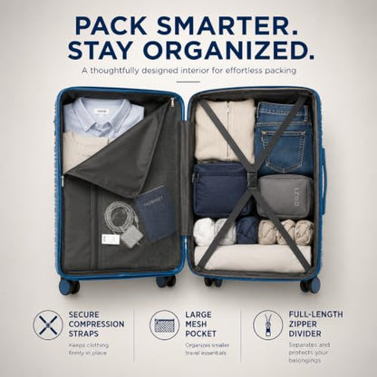 IZOD Romeo 3 Piece Hardside Expandable Luggage Set with Spinner Wheels - color: Bliss Blue, size: 3 Piece Set
