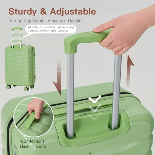 4-Piece Hard Shell Green Suitcases Luggage Sets with Spinner Wheels - color: Avocado Green