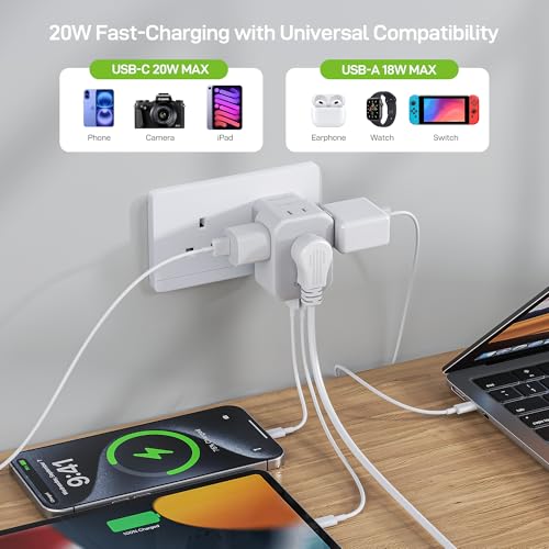 EPICKA Hybrid European Travel Plug Adapter, Foldable & Detachable Type C (EU) VisaPlug (Type G for UK) - style: Type G for UK