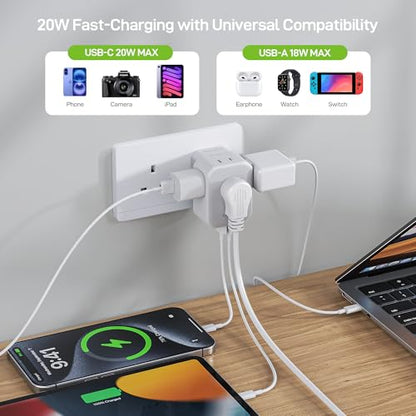 EPICKA Hybrid European Travel Plug Adapter, Foldable & Detachable Type C (EU) VisaPlug (Type G for UK) - style: Type G for UK