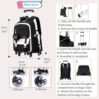 Rolling Backpack for Girls Kids Backpack with Wheels - color: 05-2 Wheels-pink, size: 2 Wheels