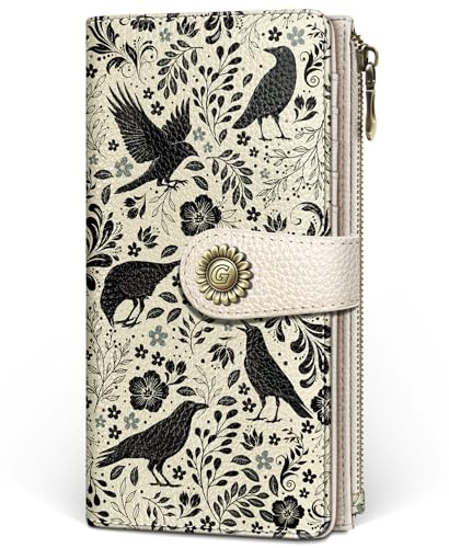 GIANCOMICS Crow Womens Wallet RFID Blocking, Goth Credit Card Holder Bifold - color: Crow