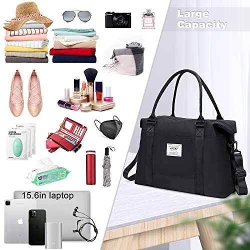 AROME Weekender Bags for Women, Travel Duffel Bag Overnight Weekend Bag - color: Black