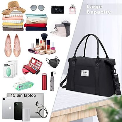 AROME Weekender Bags for Women, Travel Duffel Bag Overnight Weekend Bag - color: Black