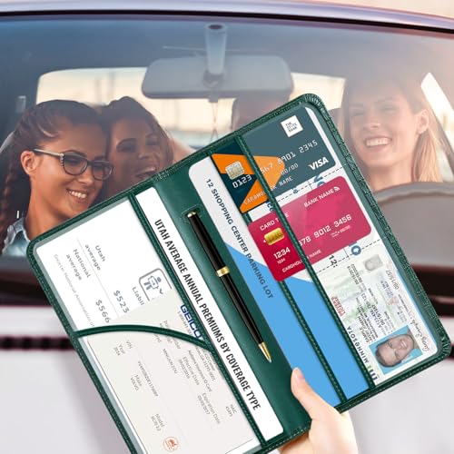 CoBak Car Registration and Insurance Holder - color: L-Crocodile Pine Green