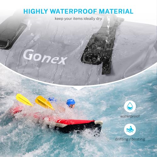 Gonex Waterproof Duffel Bag, 40L/60L/80L Roll-Top Travel Kayaking Dry Bag - color: Gray, size: 60L