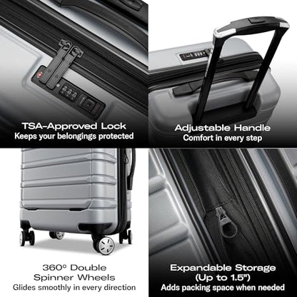 Samsonite Omni 2 PRO Hardside Expandable Luggage with Spinners, Arctic Silver, Carry-on - color: Artic Silver, size: Pro Carry-on Spinner
