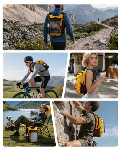 MOKURA 15L Small Hiking Backpack for Men Women, Lightweight Daypack, Yellow - color: Yellow