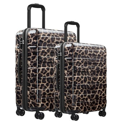 Luggage Sets 2 Piece, Hard Shell Expandable Carry on Suitcase with Spinner Wheels and TSA Lock, Lightweight Travel Luggage Set - color: Cheetah, size: 2 Piece Set (20/24inch)