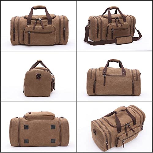 Duffle Bag for Travel, Large Canvas Duffel Bag for Travelling Overnight Weekender Bag Carry On Bag for Men Women Green - color: Green