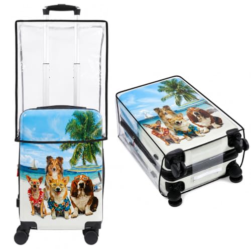World Traveler Chariot Beach Pups Dog Lover 3-Piece Hardside Expandable Spinner Luggage Set with TSA Lock - color: Beach Pups, size: 3-Piece Set