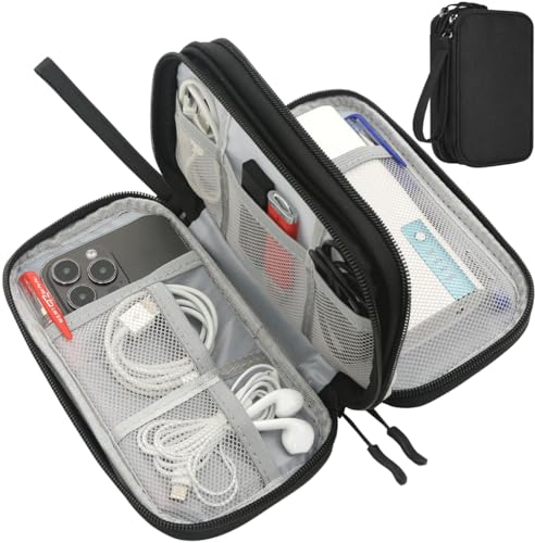 CAAORDKSO Electronics Organizer Travel Case, Charger Cord Organizer Case Tech Pouch Bag, Travel Essentials for Men Women Accessories, Cable, Cord, Charger, Phone, Power Bank, Earphone (Black, Large) - color: Black, size: Large