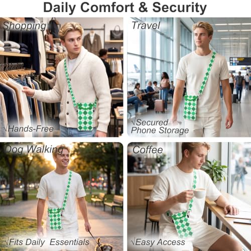 KJQJLY RFID Blocking Neoprene Cell Phone Sleeve (Green Gradient Checkered) - color: Green Gradient Checkered