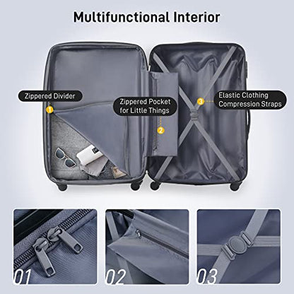 Merax 3 Piece Luggage Set,Hardside Expandable Suitcase Set,Deepblue - color: Deepblue-2, style: 3-piece Set(20/24/28)