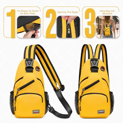Small Sling Bag with Coin Pocket Fits for 7.9" Tablet, Yellow - color: Yellow, size: Small