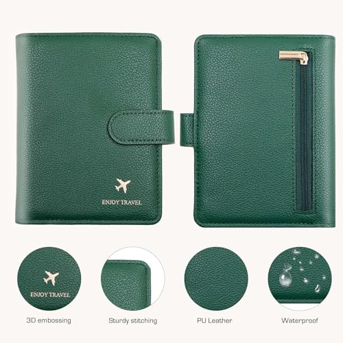 Cnycmy Passport Holder for Travel,Passport Cover Case with RFID - color: Leatherate-Green