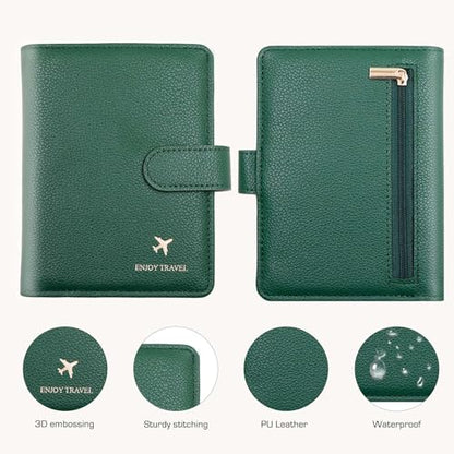 Cnycmy Passport Holder for Travel,Passport Cover Case with RFID - color: Leatherate-Green