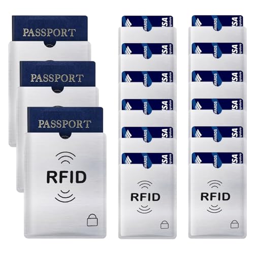 15PCS RFID Blocking Sleeve RFID Credit Card Holder & RFID Passport Sleeve – Secure Travel Wallet – To Protect Your Valuable Information From Theft (Silver RFID) - color: Silver RFID