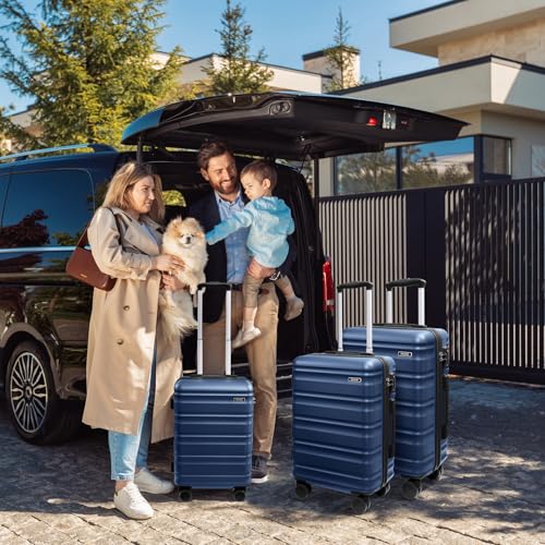 7 Piece luggage sets with YKK Zipper 20/24/28" with Backpack - color: Navy Blue, size: 7 piece set (20/24/28inch)
