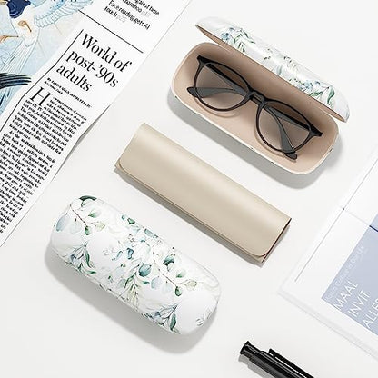 Eyeglasses Case, Hard Shell Protective Case for Glasses, Unisex for Women Men - color: Eucalyptus Leaves