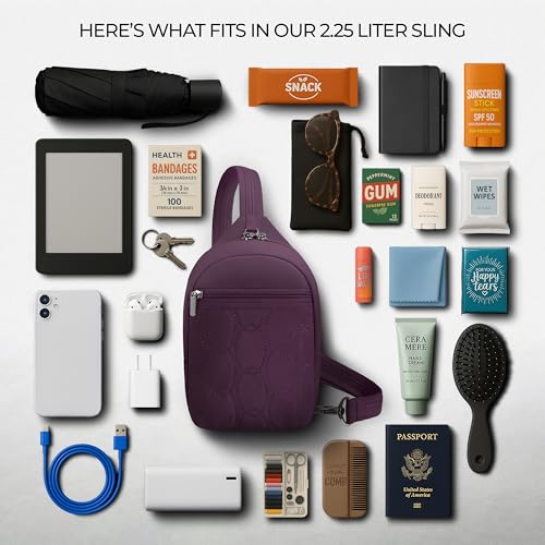 Travelon Anti-Theft Runways Small Sling - color: Plum