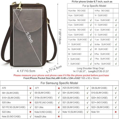 S-ZONE Small Crossbody Bags for Women Phone Purse RFID Blocking Wallet - color: Retro Coffee