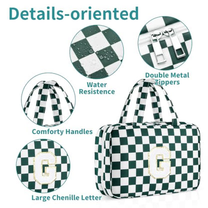 Personalized Travel Hanging Toiletry Makeup Bag Green Checkerboard G - color: Green Checkerboard, size: G