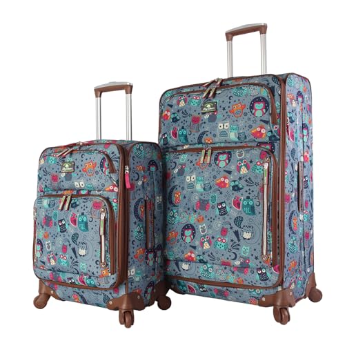 Lily Bloom Luggage 3 Piece Softside Spinner Suitcase Set Collection (Night Owl) - color: Night Owl