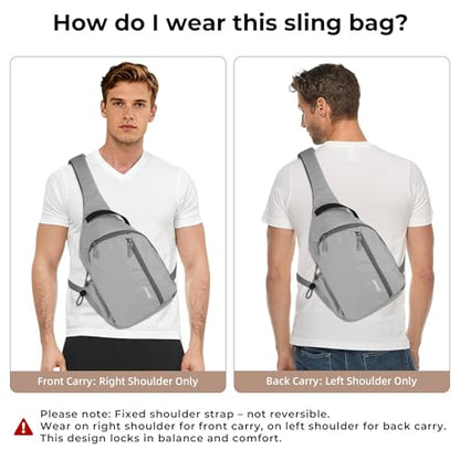 Crossbody Sling Bag, RFID Travel Hiking Sling Backpack, Compact EDC Bag - color: Grey
