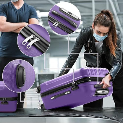 Karl home Luggage Set of 3 Hardside Suitcase Sets - Purple (20/24/28) - color: Purple, size: 3 Piece Set