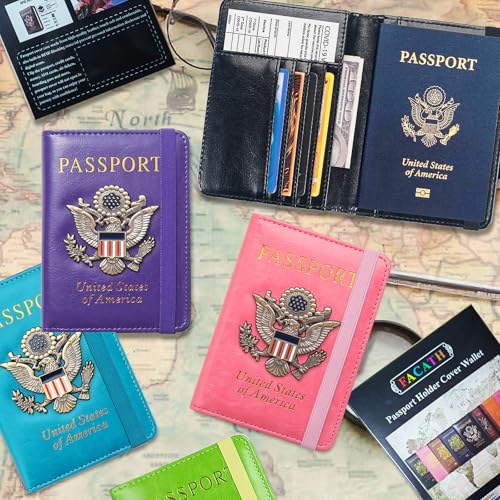 Premium Passport Holder for Travel RFID Blocking Passport Cover Slim - color: Sky Blue