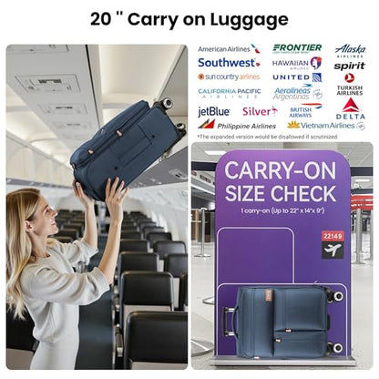 20" Carry-On Luggage,Suitcase w/TSA LOCK,Expandable 20% - color: Navy, size: Carry-On 20-Inch