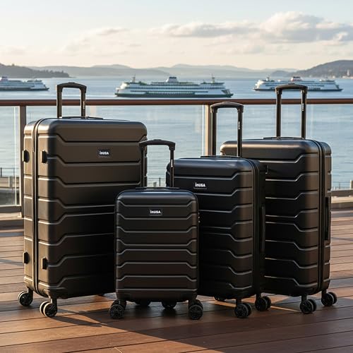 InUSA TREND Luggage with Spinner Wheels | Durable Lightweight Hardside Suitcase, Travel Sets with Handle and Trolley | (20in, 24in, 28in, 32in) 4 Piece Set | Black - color: Black, size: 4-Piece Set (Carry-on, Medium, Large, Extra-Large)