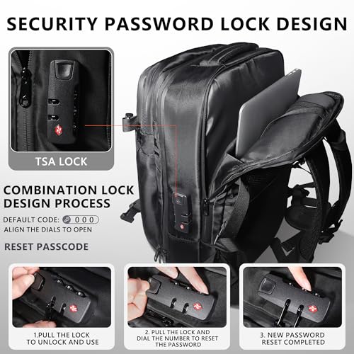 Vacuum Backpack Travel with Pump, 60L Exapandable Air Compression Vacuum System, Available Boarding, Carry on Luggage, Water Resistant, TSA Lock and Strong Sealing Airbag for Travel, Black - color: 60l-black